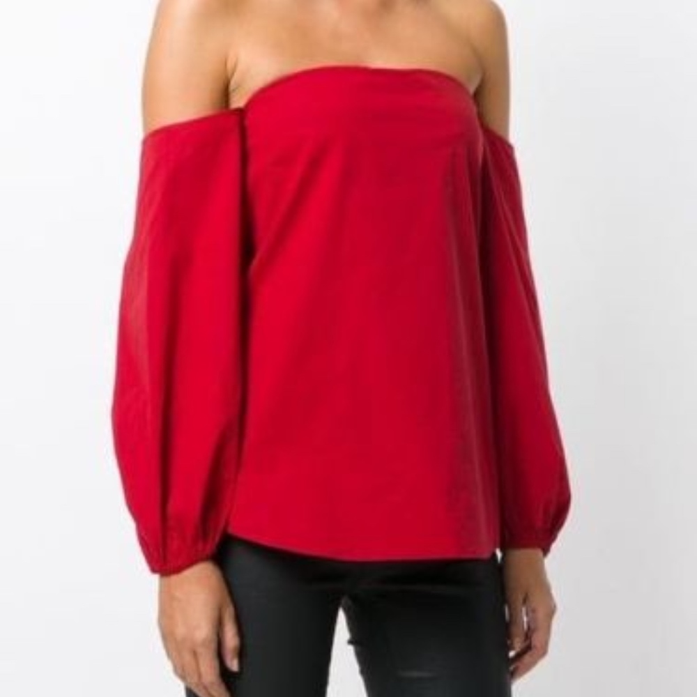 NEW Theory Laureema Off Shoulder Top, Red (US6)